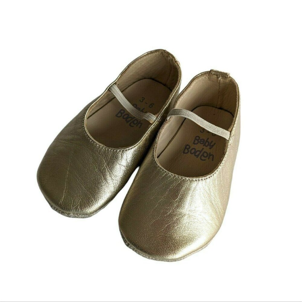 Baby Boden Gold Soft Sole Shoes 3-6m
